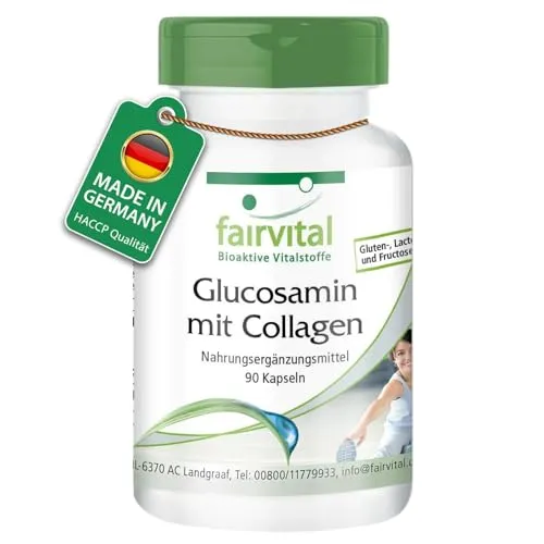 Fairvital | Glucosamin Kapseln mit Collagen - HOCHDOSIERT - 90 Kapseln