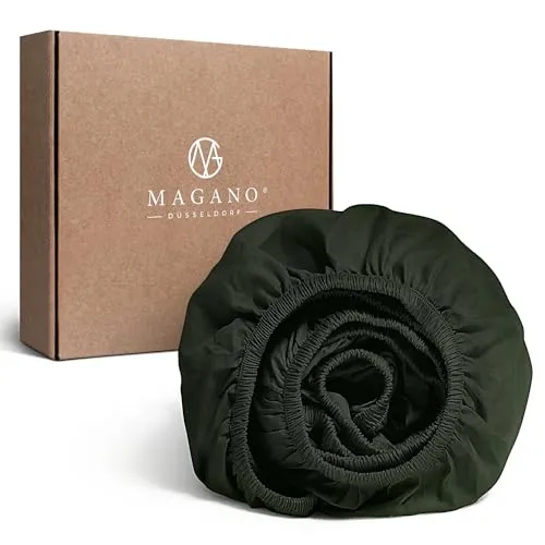 MAGANO® Premium Spannbettlaken 180x200 Grün | Weich & Bügelfrei | Hypoallergen & Atmungsaktiv | Spannbetttuch Bettlaken 180x200cm | Dunkelgrün