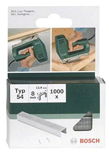 Bosch 1000x Klammer Typ 54 (Papier, Folien, Kunststoffplatten, Tapetenkleister, Akustikplatten, GFK, 12.9 x 1.25 x 8 mm, Zubehör Tacker)