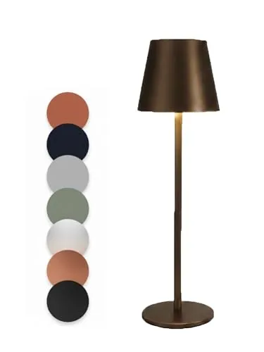 Coen Bakker LED Akku Tischlampe stufenlos dimmbar mit Touch IP44 3 Lichtfarben für Innen & Außen 36,5x11 cm Tischleuchte Glatt Groß, Farbe:Bronze Metallic