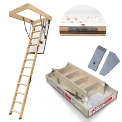 4Step Bodentreppe Gedämmt GREENLINE Dachbodentreppe 120x90 cm 35mm 1,2W/m2K - Naturbelassen