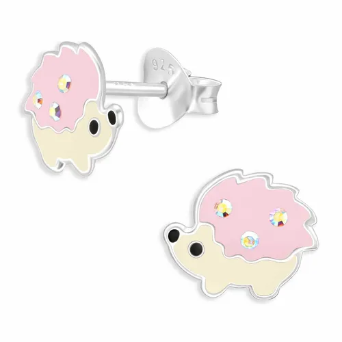 Pinke Igel Ohrringe Ohrstecker 925 Silber - Kinder Damen Mädchen Schmuck