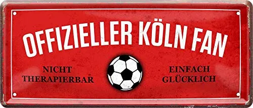 schilderkreis24 Blechschilder OFFIZIELLER KÖLN Fan Metallschild für Fußball Begeisterte Deko Artikel Schild Geschenkidee 28x12 cm