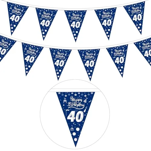 GoldRock Stoff Girlande 40. Geburtstag hombres Dekoblau」「Deko für 40. Geburtstag Mann oder Frau funcion・Bannter und WimpelketteMeanwhile Gaufir.