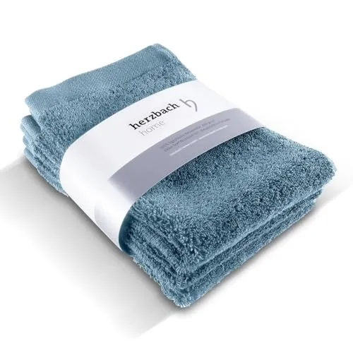 herzbach home Gästehandtuch 3er Set 30 x 50 cm (Graublau) – Hochwertige, weiche & saugstarke Gäste-Handtücher in Premium-Qualität – 100% natürliche Baumwolle