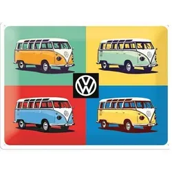Nostalgic-Art VW Bulli Blechschild 30x40 cm - Retro Pop Art - Vintage Blechschild für Garage oder Lounge, mit 3D-Effekt und gewölbtem Design. Ideal für VW Bulli Fans und als dekoratives Highlight.