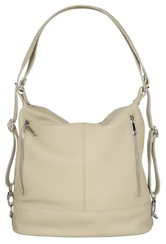 Samantha Look Rucksack Echt Leder Damen | 2-in-1 Backpack und Handtasche in Beige