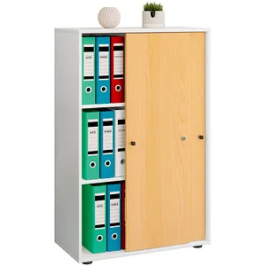 Mid.you Aktenschrank, abschließbar, Weiß und Buche
