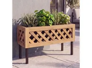 Pflanzkasten MCW-P86 aus Akazienholz - Modernes Design für Balkon und Garten - Stilvoller Pflanzkasten aus robustem Akazienholz mit stabilen Stahlfüßen. Der herausnehmbare Kunststoffeinsatz schützt das Holz und erleichtert das Bepflanzen. Ideal für kreative Arrangements auf Balkon oder Terrasse.