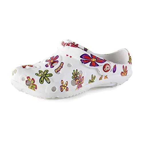 Schuzz Arbeitsschuh Globule Pop flower für Damen - 41 - Clogs mit faltbarem Riemen für vielseitige Nutzung. Superleicht, rutschhemmend und mit einzigartigem Design - ideal für Arbeit und Freizeit!