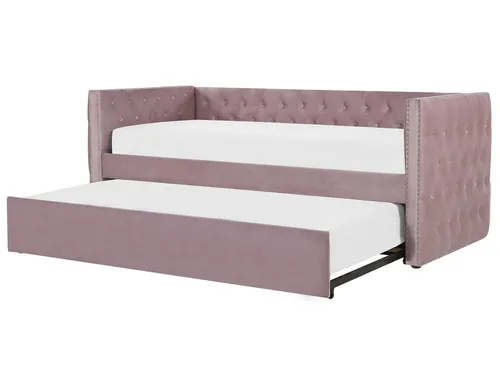 Produktbild Ausziehbett Samtstoff GASSIN 90 x 200 cm Rosa