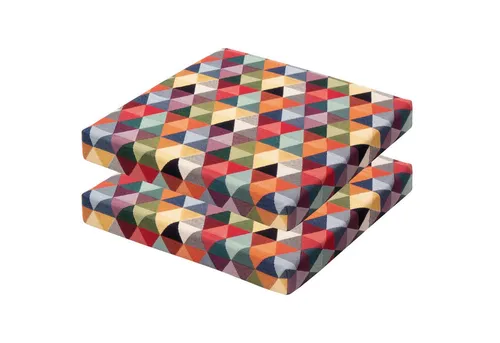 Selfitex Sitzkissen 2er Set bunte Sitzkissen, 40x40 cm, Höhe 5cm, Stuhlkissen, 2 Sitzauflagen mit buntem Muster