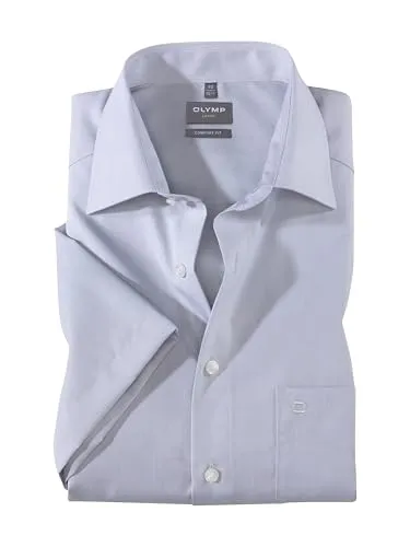OLYMP Herren Businesshemd Langarm Luxor, Einfarbig, Comfort Fit, Silbergrau