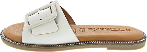 Tamaris Pantolette Sandale Weiß 40 EU - Stylische Pantolette in Weiß, ideal für warme Tage. Mit hochwertigem Leder-Obermaterial und bequemer Gummisohle für optimalen Tragekomfort.