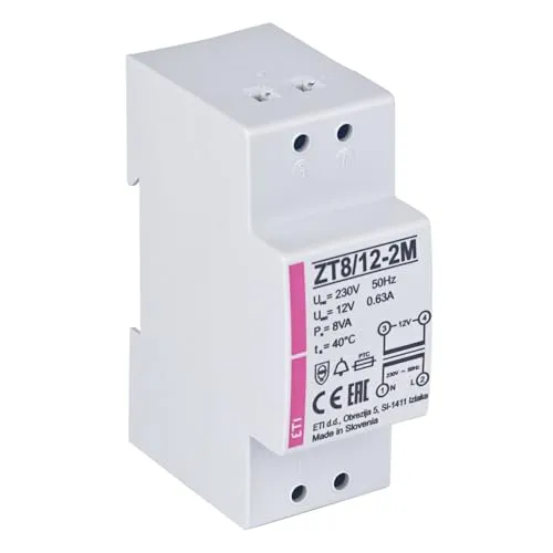 Klingeltrafo ETI ZT8/12-2M Transformator 12V AC / 0,63A > 002411011