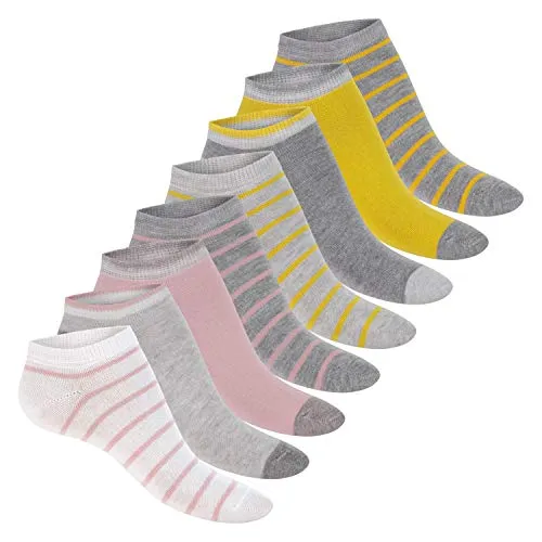 Footstar Damen Motiv Sneaker Socken (8 Paar) Kurze süße Söckchen mit Mustern - Pastelltöne 39-42