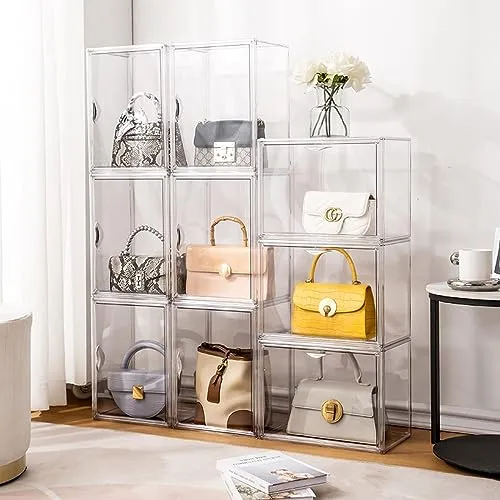 Creliv Vitrine Stapelbar, Transparent Acryl Schaukasten mit Tür - Hobby Vitrinen, ideal für Sammlerstücke und Figuren, mit praktischem Türdesign für einfachen Zugriff und hoher Transparenz für beeindruckende Displays.