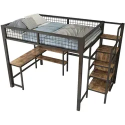 Okwish Hochbett Schwarz 140x200 cm – Praktisches Loft-Bett für Kinderzimmer - Das Okwish Hochbett in Schwarz (140x200 cm) bietet modernen Stil und Funktionalität. Mit integriertem Arbeitsplatz und Stauraum ist es ideal für kleine Räume und sorgt für Ordnung im Kinder- oder Jugendzimmer.