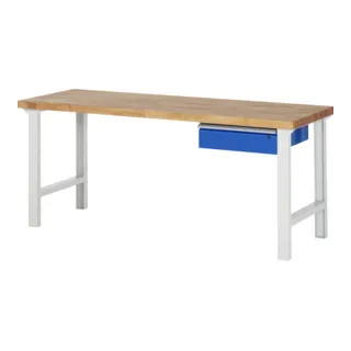 Rau Werkbank Modell 7001 - Blau - Robuste Werkbank mit den Maßen 2000x900x840mm, ideal für handwerkliche Projekte und vielfältige Anwendungen. Hohe Stabilität und Funktionalität für den professionellen Einsatz.