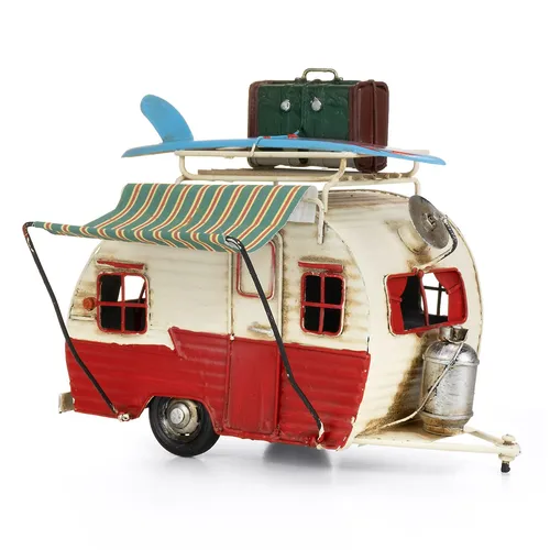 Moritz Dekoobjekt Blech Wohnwagen rot/weiß Retro von Moritz