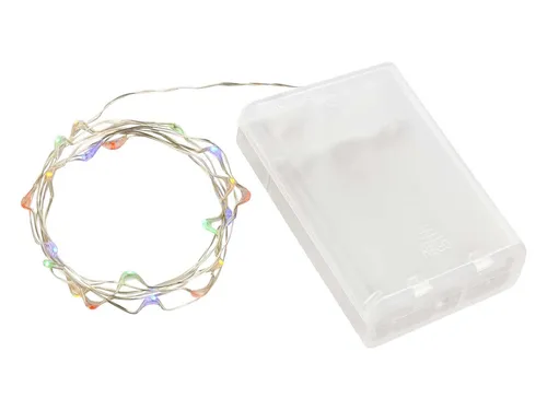 Linder Exclusiv GmbH LED-Lichterkette, Batterie Draht 0,95m 20 Micro LEDs bunt für Innen bunt|weiß 1.10 m
