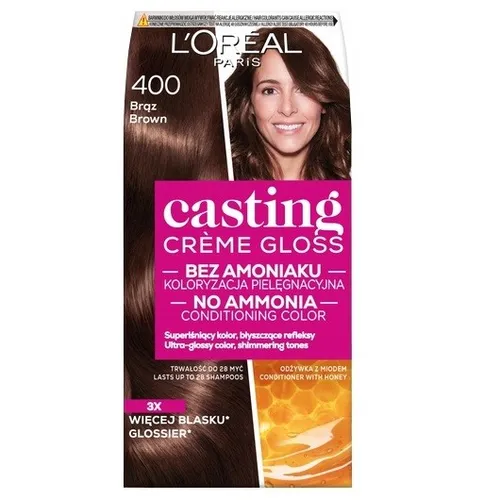 L'Oréal Paris Casting Crème Gloss 400 Bronze - Haarfarbe ohne Ammoniak für strahlenden Glanz und intensive Farbtiefe. Ideal für bis zu 28 Haarwäschen mit pflegendem Bienenbalsam für geschmeidiges Haar.