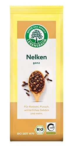 Lebensbaum Nelken, ganz, Bio-Gewürz für Rotkohl, Punsch & winterliches Gebäck, vegan, 1 x 30g