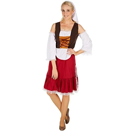 tectake® Frauenkostüm Mittelalter Magd - Kostüme für Fasching und Karneval, nostalgisches Design für authentische Auftritte auf Mittelalterfesten.