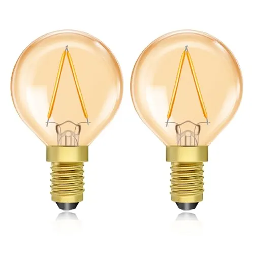 Luxvista E14 LED Retro-Glühbirne 1,5W Warmweiß 2200K (bernstein), energiesparend wie 20W, kleine Kerzenform für Lampen & Kronleuchter, 2 Stück