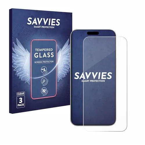 Savvies Panzer Schutz Glas für Apple iPhone 16 Pro (3 Stück) 9H Hartglas, Anti-Fingerprint, Displayschutz