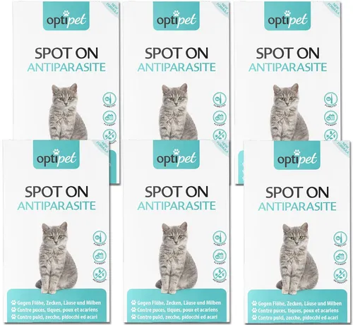 OptiPet Spot on für Katzen - Parasiten- & Insektenschutz, schützt Ihre Katze bis zu 4 Wochen vor Flöhen, Zecken und mehr mit natürlichem Lavandinöl.
