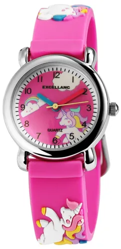 Excellanc Armbanduhr Quarzuhr Mädchen Uhr Einhornmotiv Rosa Girl Analog Watch