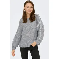 JDY Rundhalspullover JDYZOEY - Melange grau S (36) - Pullover aus recycelten Materialien mit lockerer Passform, ideal für einen lässigen Look und pflegeleicht bei 30 °C.