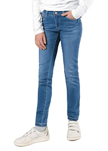 Staccato Mädchen Skinny Jeans Slim Fit - elastisch, weitenverstellbarer Bund, 5-Pocket-Style - Farben: Grau, Blau, Dunkelblau, Größen: 92-176 (as3, Numeric, Numeric_92, Slim, Mid Blue Denim)