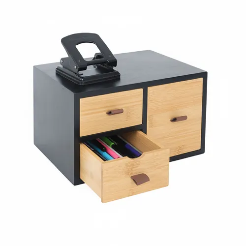 Relaxdays Schubladenbox aus Bambus & MDF, 3 Schubladen, 15x25x20 cm - Praktische Schubladenbox für Ordnung im Büro und Zuhause. Aus hochwertigem MDF und Bambus mit Schlaufengriffen, ideal für Stifte und Kleinutensilien.