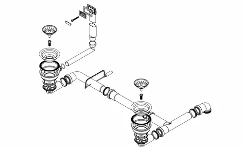 KeraDomo Ablaufgarnitur Mera Double - Praktische Handbedienung für Systemceram Mera Double. Diese hochwertige Ablaufgarnitur sorgt für einen reibungslosen Abfluss und ist ideal für Ihre Küche.