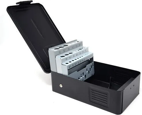 Design61 Metallkassette für 25 Spiralbohrer Größe 1,0-13 x 0,5 mm LEER Schwarz