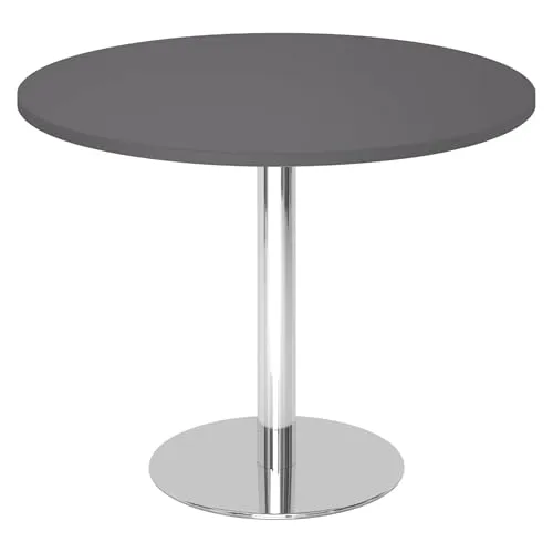 bümö Besprechungstisch - Rundtisch 100 cm für 2 Personen - Kinderschreibtische mit robuster Tischplatte und stabiler verchromter Säule, ideal für Besprechungen oder als kleiner Esstisch. Schneller Aufbau und hohe Kratzfestigkeit für den professionellen Einsatz.