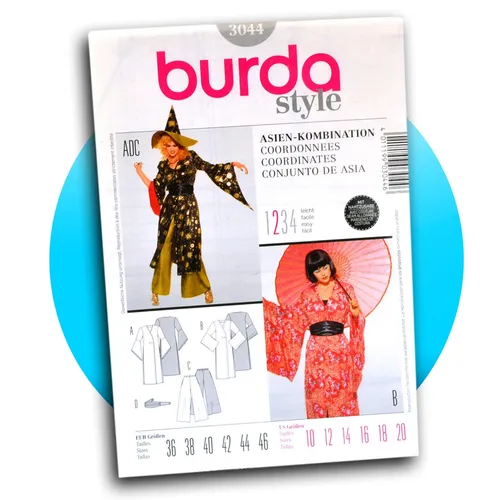 Burda Schnittmuster Asien-Kombination Faschingskostüm Papierschnitt 3044