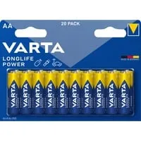 VARTA AA Longlife Power Batterien, 20 Stück - Batterien für hohe Energieanforderungen, 10 Jahre Haltbarkeit, auslaufsicher und ideal für Spielzeug, Taschenlampen und mehr – Made in Germany.