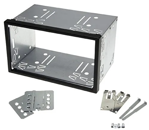 KFZ Autoradio Blende Doppel DIN ISO Halterung 100mm - Hochwertige Radioblende für den einfachen Austausch Ihres Werksradios gegen ein Doppel DIN Autoradio. Plug & Play Installation, robustes Metall für langanhaltende Nutzung. Maße innen: 172mm x 99mm, außen: 187mm x 109mm.