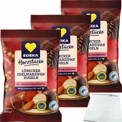 EDEKA Herzstücke Lübecker Edelmarzipan Kugeln 3er Pack 3x100g Packung usy Block