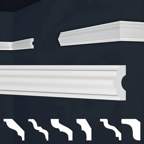 Marbet Design Stuckleiste E-18 - Maxi-Sparpaket, 228 Meter XPS Styropor - Verleihen Sie Ihren Räumen mit der eleganten Stuckleiste E-18 aus XPS Styropor zeitlose Schönheit. Ideal für einfache Montage und individuelle Farbgestaltung – perfekt für jedes Zuhause!