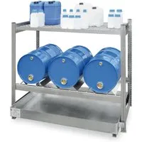 PROREGAL Fassregal für 3 x 60 Liter Fässer – Stabil und flexibel - Praktisches Fassregal mit Stecksystem für die Lagerung von 60-Liter-Fässern. Höhenverstellbare Ebenen und verzinkte Oberfläche für Langlebigkeit. Ideal für Werkstätten und Lager.