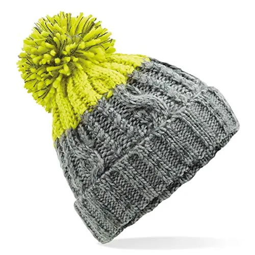 Beechfield B437 Apres Beanie (Light Grey/Citron) von Beechfield