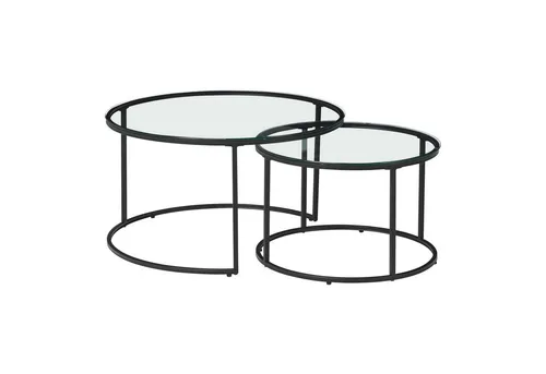 [en.casa] Couchtisch Rund 2er Set in weiß von en.casa