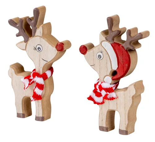 Levandeo® Weihnachtsfigur, 2er Set Deko Aufsteller Hirsch Weihnachtsdeko Holz Tischdeko Rentier