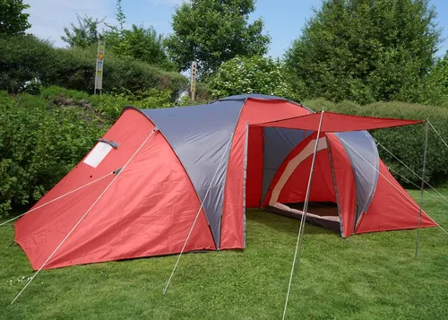 Campingzelt Laagri, 4-Mann Zelt Kuppelzelt Igluzelt Festival-Zelt, 4 Personen rot