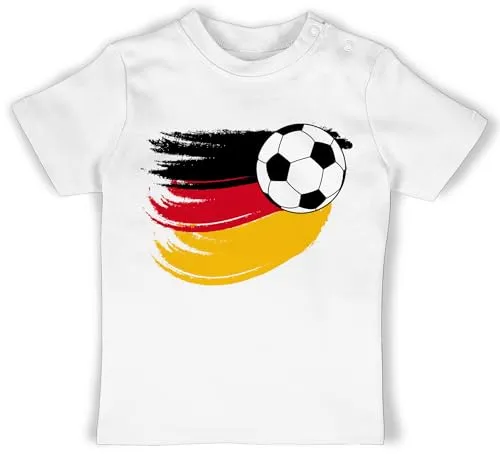 Baby T-Shirt Mädchen Jungen - 2026 Fussball WM Fanartikel - Deutschland Fußball - 18/24 Monate - Weiß - Trikot em Tshirt 2024 Europameisterschaft Germany Shirt Tshirt-Fussball fu Ball Football