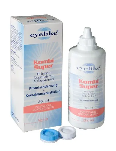 Eyelike Kombi-Super 360 ml - Kontaktlinsenpflegemittel für optimale Proteinentfernung, sorgt für klare Sicht und höchsten Tragekomfort.